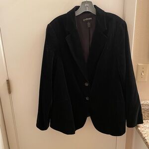 EUC Lane Bryant Black Velvet Single Breasted Blazer. Size 16.